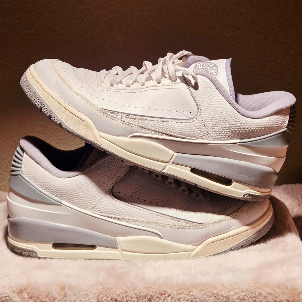 Nike Mens 13 Air Jordan 2/3 White Cement Grey Sail Shoes - Picture 6 of 8